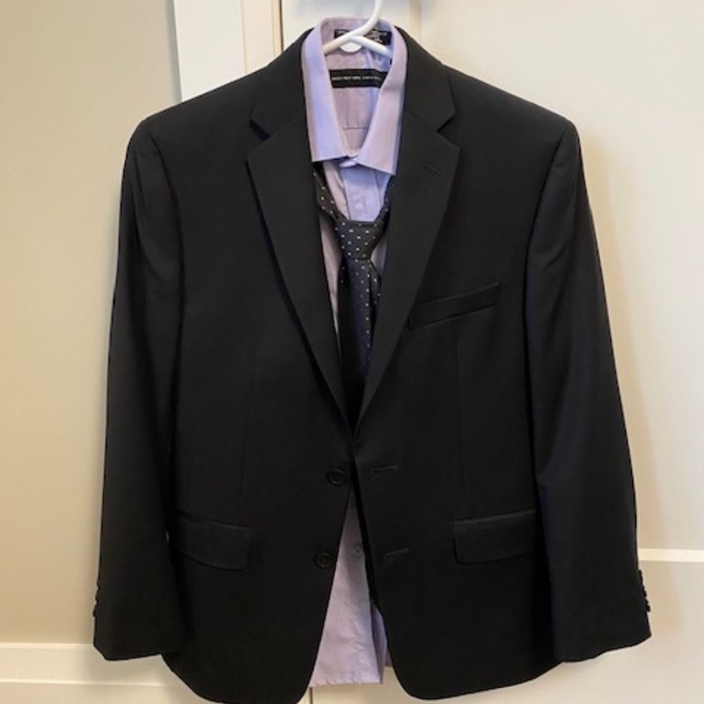Boy's Black Suit Size 14R, Shirt Size 12R, Tie